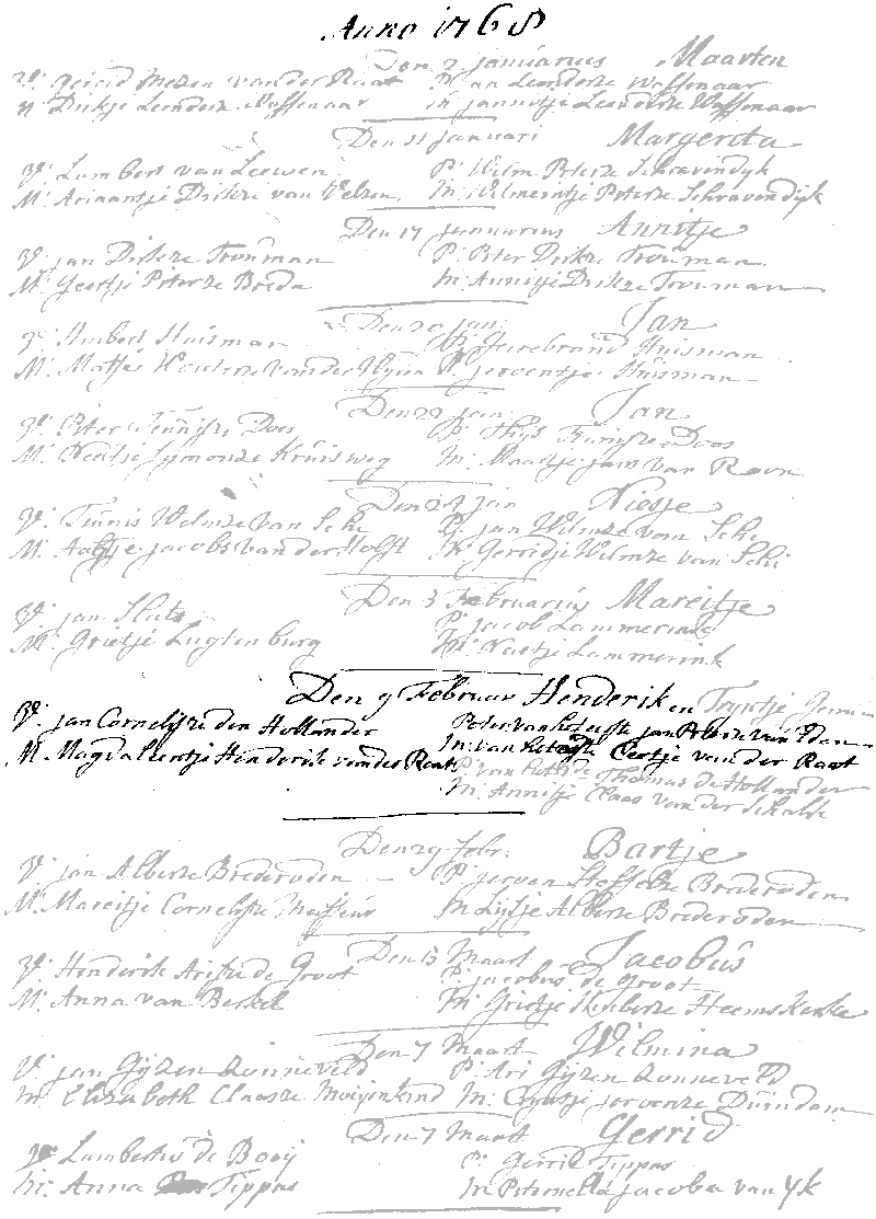 17680209 dp akte Hendrik zv Jan C v Holland - Magdaleentje H vd Raat